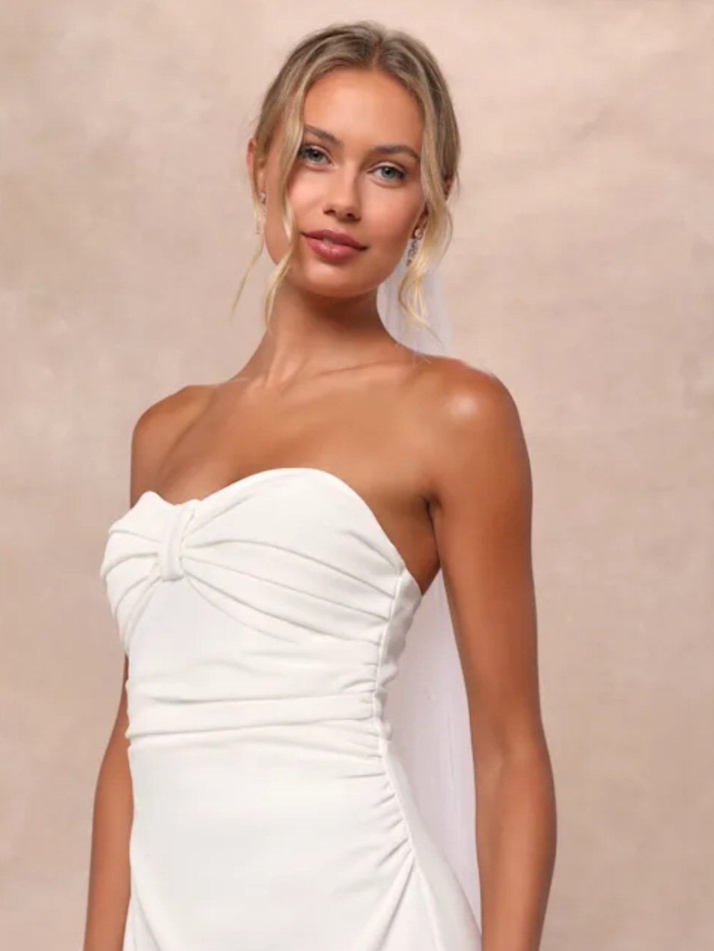 NWT- To Be Yours Ivory Strapless Pleated Mermaid Bridal Dress - Picture 2 of 16